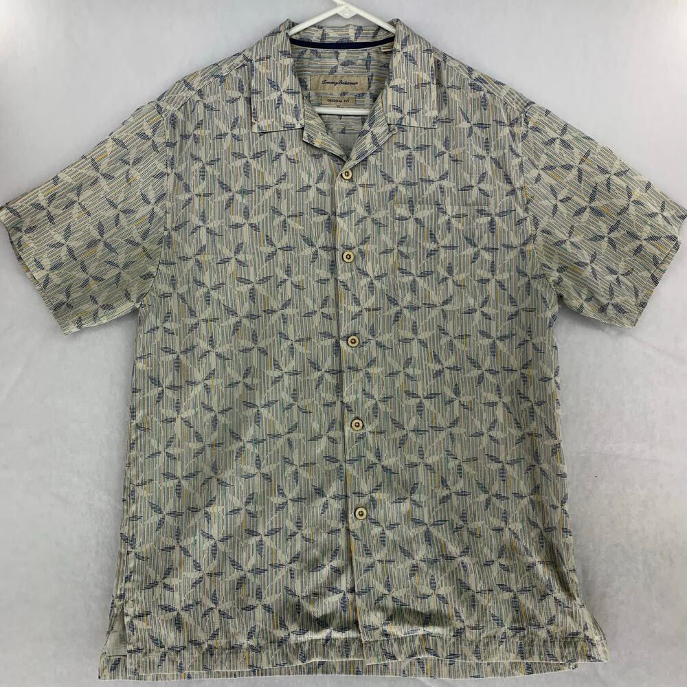 Tommy Bahama Original Fit 70% Silk Tropical Mens Button Down Casual Shirt Size M